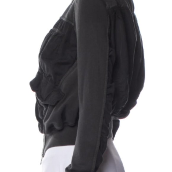 Haider Hackerman Cropped Dark Grey Cotton Bomber Jacket - Picture 2 of 3